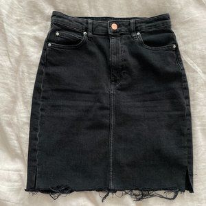 Black Denim High Waisted Skirt